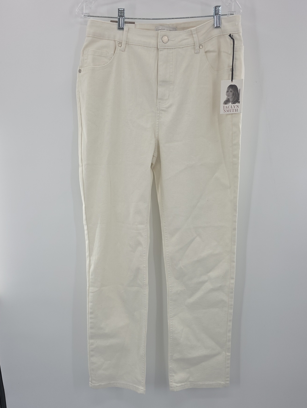 Jaclyn Smith Cream Straight-Leg Jeans